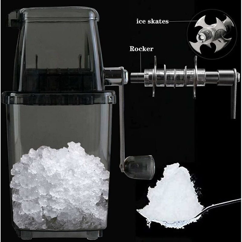 Vurahome – Manueller Eiscrusher, Rotations-eiscrusher Für Cocktails, Slush-eis, Crushed Ice, Smoothies, Eiscrusher Für Zuhause, 1,25-liter-eiscrusher Aus Chrom Für Eiswürfel, Getränke, Zerkleinerer, R