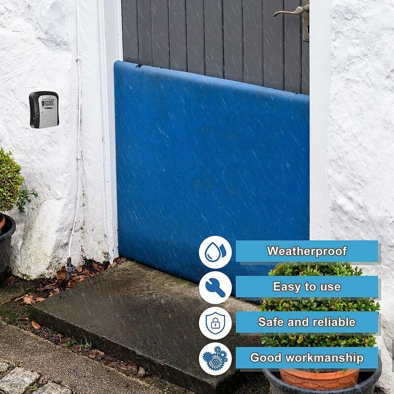 Vurahome – Sicherer Schlüsseltresor Mit 4-stelligem Zahlenschloss, Wasserdicht Und Rostfrei, Sicherer, Wandmontierter Schlüsseltresor Für Den Innen- Und Außenbereich, Für Zuhause, Büro, Garage, Schule