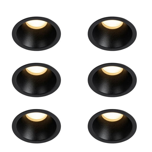 Set mit 6 schwarzen Einbauleuchten GU10 35 mm IP44 - Dept
