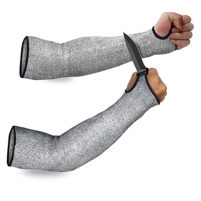 Ymyny - Schnittfeste Strickärmel, Schutzstufe 5, schnittfeste Sicherheitsarmmanschetten mit Daumenschlitz helfen, Kratzer und Hautreizungen zu