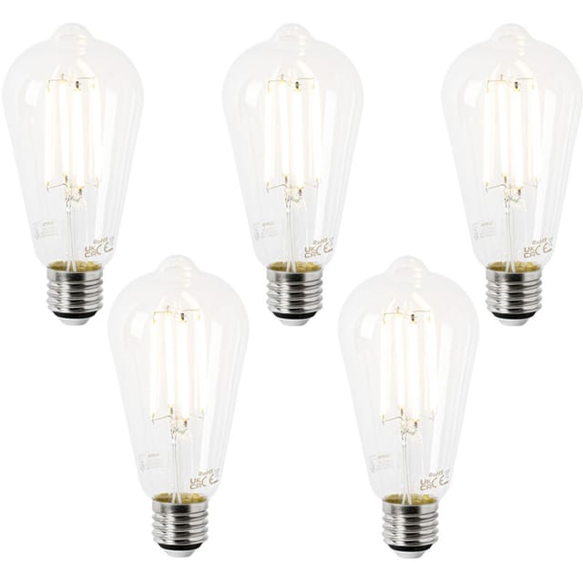 5er Set E27 LED-Glühbirnen ST64 klar 2,2W 470lm 2700K