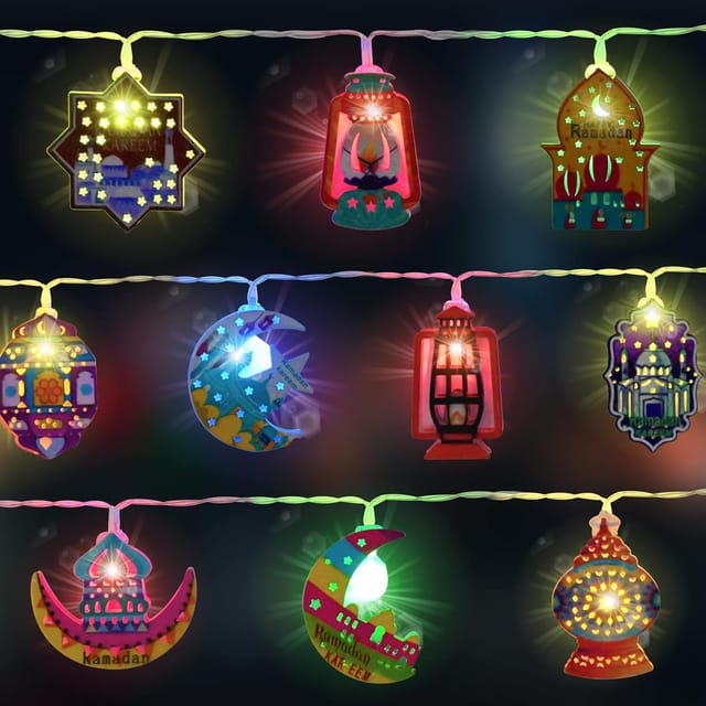 Ramadan-lichterkette, 3 M, 20 Leds, Usb, Lichter In Stern- Und Mondform, Ramadan-dekoration, Bunte Muslimische Led-lichterkette Für Eid Mubarak, Dekoration Für Partys Im Freien