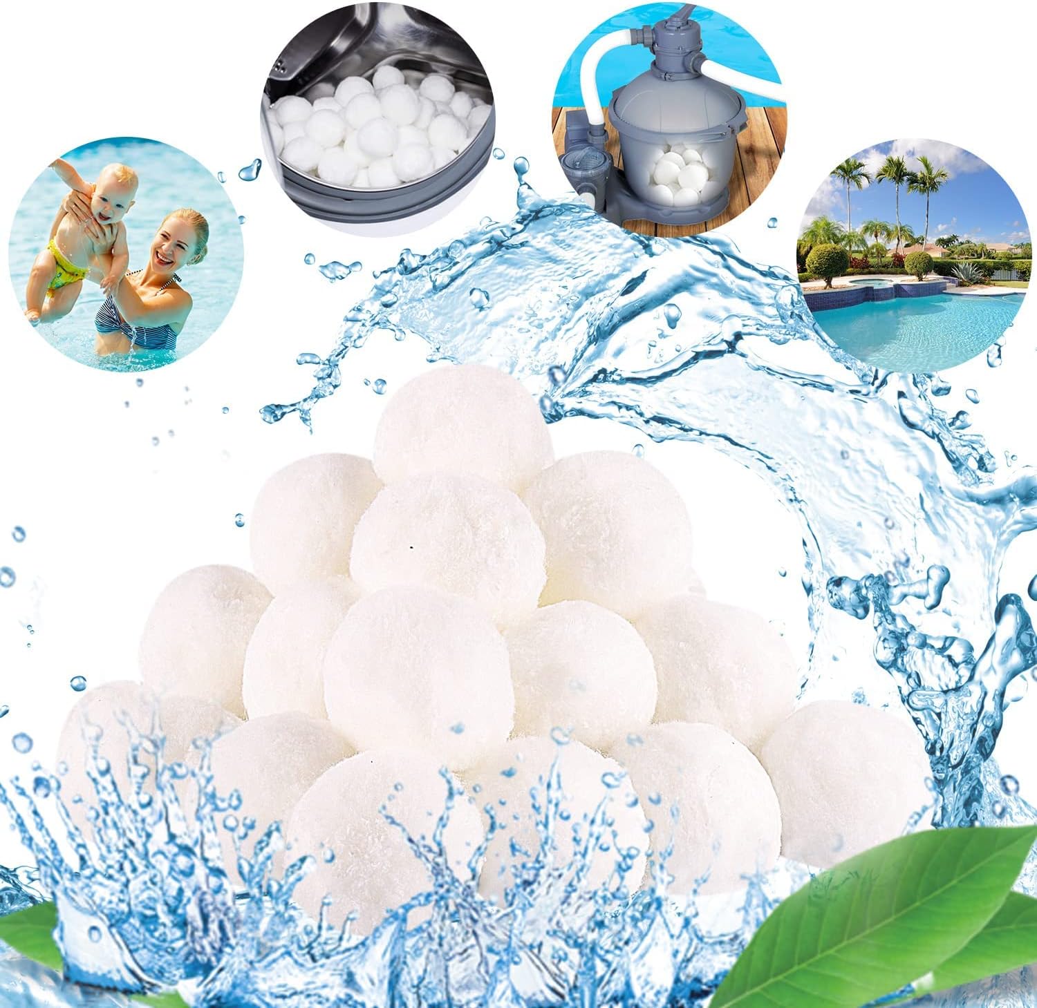 Balle Filtrante Piscine,700g Boule Coton Filtre Piscine Pour Systèmes De Filtre A Sable Piscine Remplacer 25kg De Sable Filtration Piscine,convient Aux Systèmes De Filtration Pour Piscine