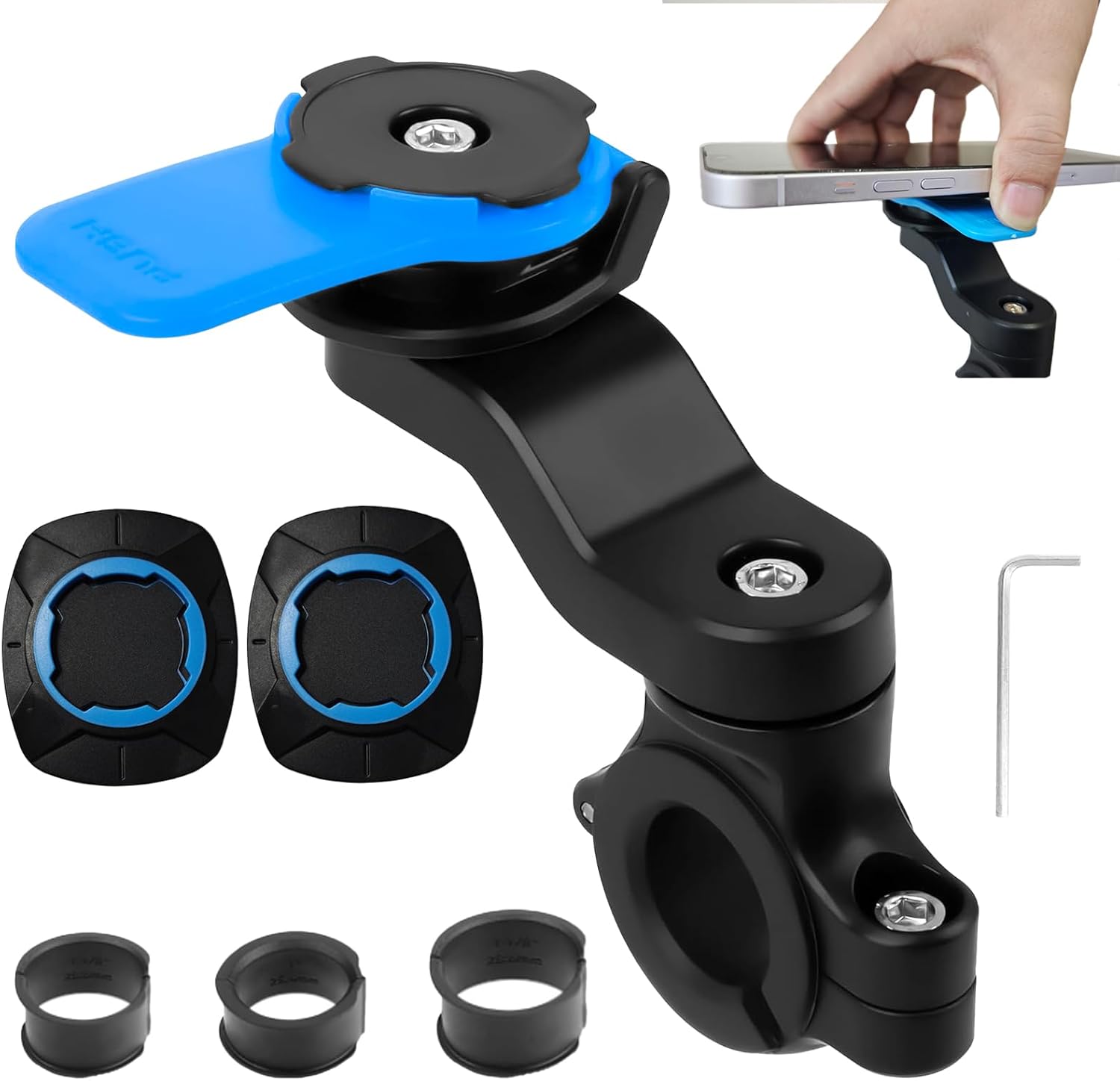 Lot De 3 Bleu Universel Handlebar Mount Support De Téléphone Portable Amovible Pour Vélo, Support De Téléphone Portable Universel Pour Vélo Et Moto, Pour Guidon De Moto Scooter 22,2 À 28,6 Mm