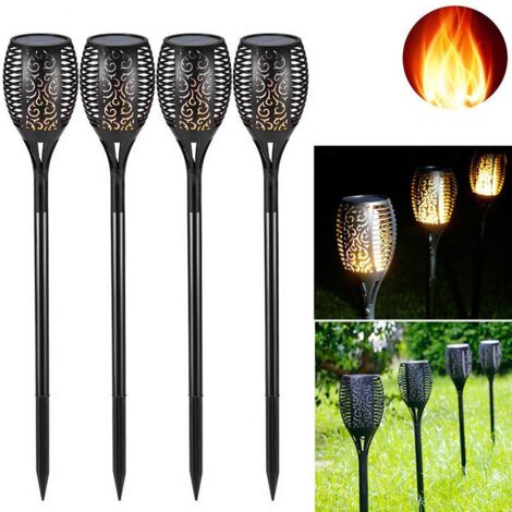 57cm Lampe Flamme Solaire Étanches Ip65 Torche De Jardin Lumières Solaire De Flammes Exterieur Décoration Pour Cour Pathway Piscine(4 Pack )