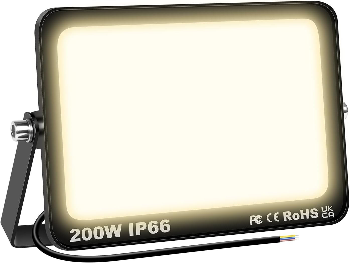 Projecteur Led Exterieur 200w, 20000lm Spot Led Extérieur Blanc Chaud 3000k, Ip66 Etanche Eclairage Exterieur Lumière De Sécurité Pour Patio, Jardin, Garage, Terrasse, Usine, Entrée