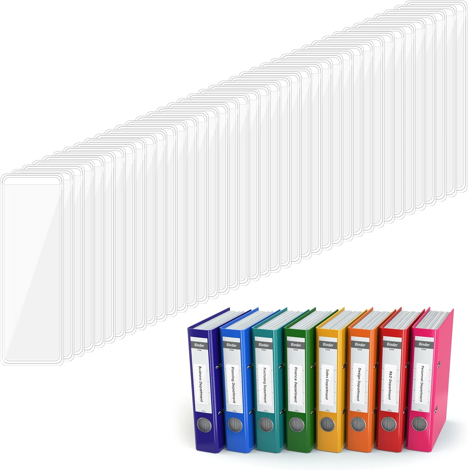 Lot De 120 Porte-étiquettes Transparents, Étiquettes De Classeur De 2,5 X 7,6 Cm, Pochettes Adhésives Transparentes Avec Ouverture Sur Le Dessus Pour Bacs De Rangement, Carnets, Boîtes, Inserts