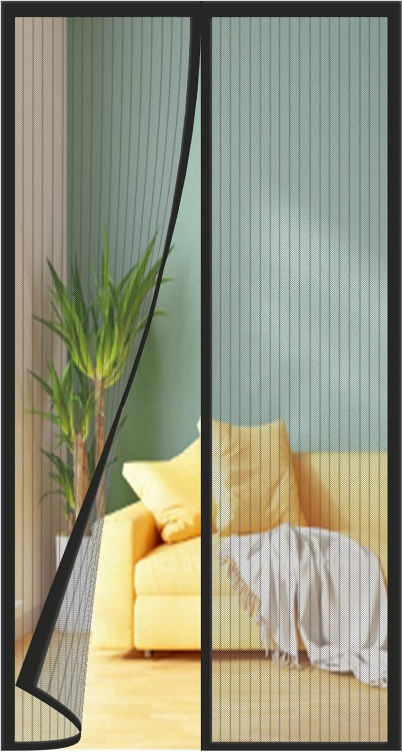Moustiquaire Porte Fenetre Magnétique 120x210cm, Rideau Anti Moustique Convient À Toutes Les Tailles De Portes De Balcon, De Portes De Salon, De Portes Extérieures, De Portes Coulissantes, Etc. Noir