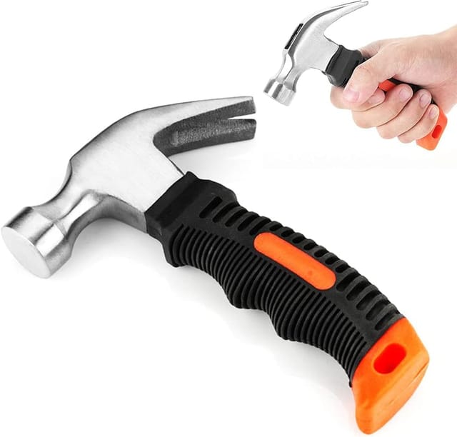 Ymyny - Crediri Kleiner Hammer, Minihammer, Stahlklauenhammer, rutschfester Klauenhammer, mit ergonomischem Gummigriff, für Heimwerker,