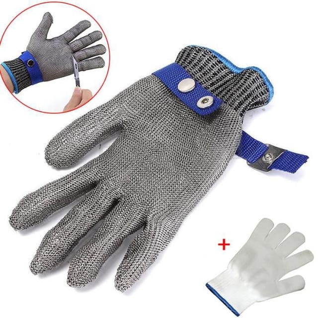 Crediri Schnittfester Metzgerhandschuh – Edelstahl – Größe l – Grau