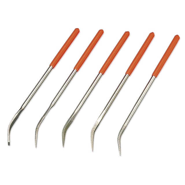 Set mit 5 gebogenen Diamant-Nadelfeilen 140 mm Fervi l011