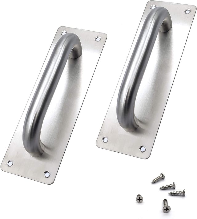 Jusch - 2er Set Schiebetürgriffe Edelstahl Türgriffe Schiebetüren Türgriffe mit Metallplatte (200 x 65 mm)