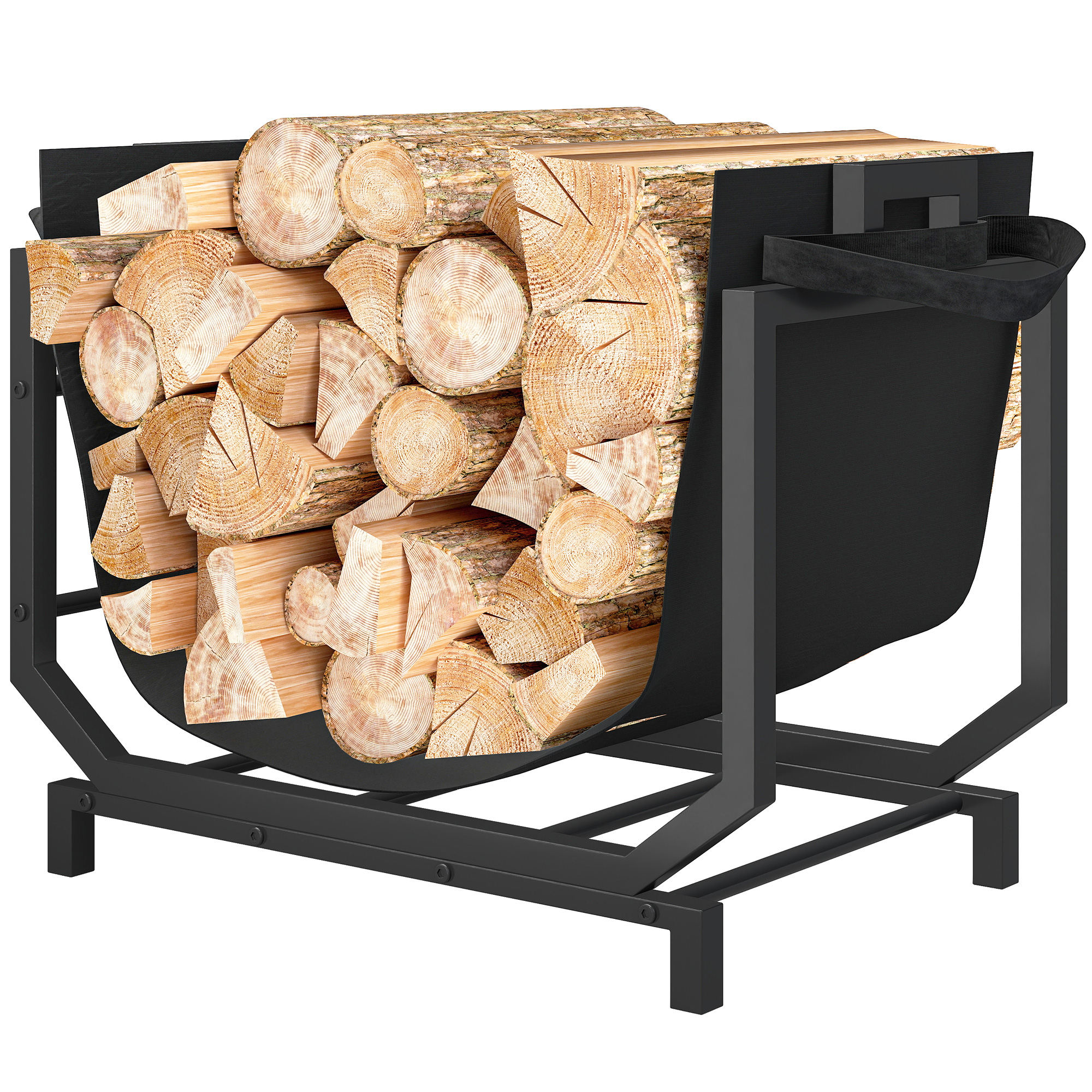 Robuster Holzständer Aus Metall Für Den Innenbereich, 53 X 33 X 43 Cm, Schwarz, Mit Tragetasche Und Griffen