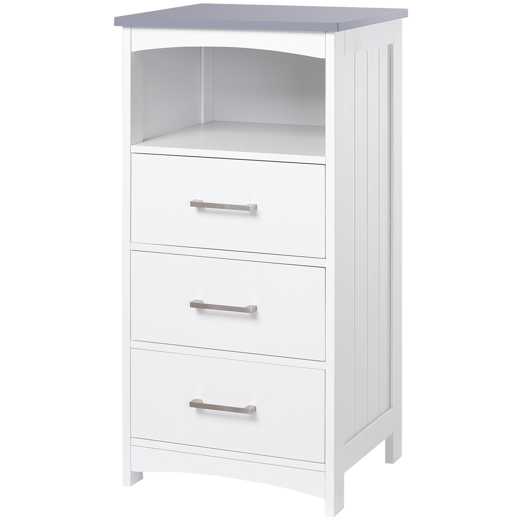 Freistehender Badezimmerschrank Mit 3 Schubladen Und Einem Ablagefach, 40 X 33 X 80 Cm, Weiß