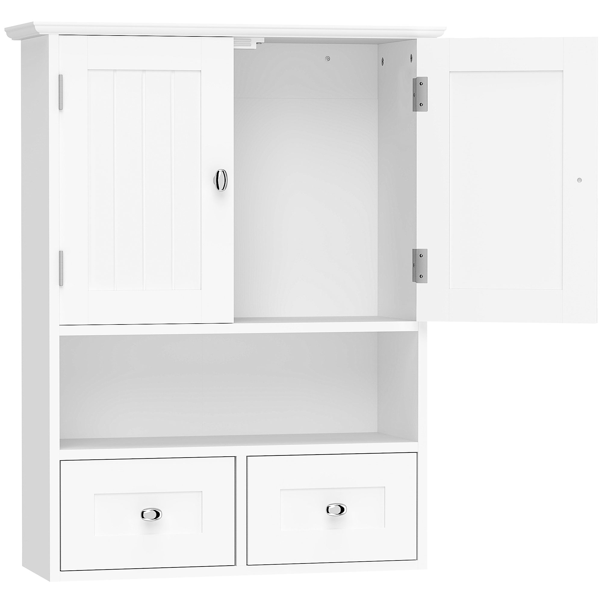 Weißer Badezimmer-wandschrank 50,8 X 17,8 X 66 Cm Mit Türen, Einlegeboden Und 2 Schubladen