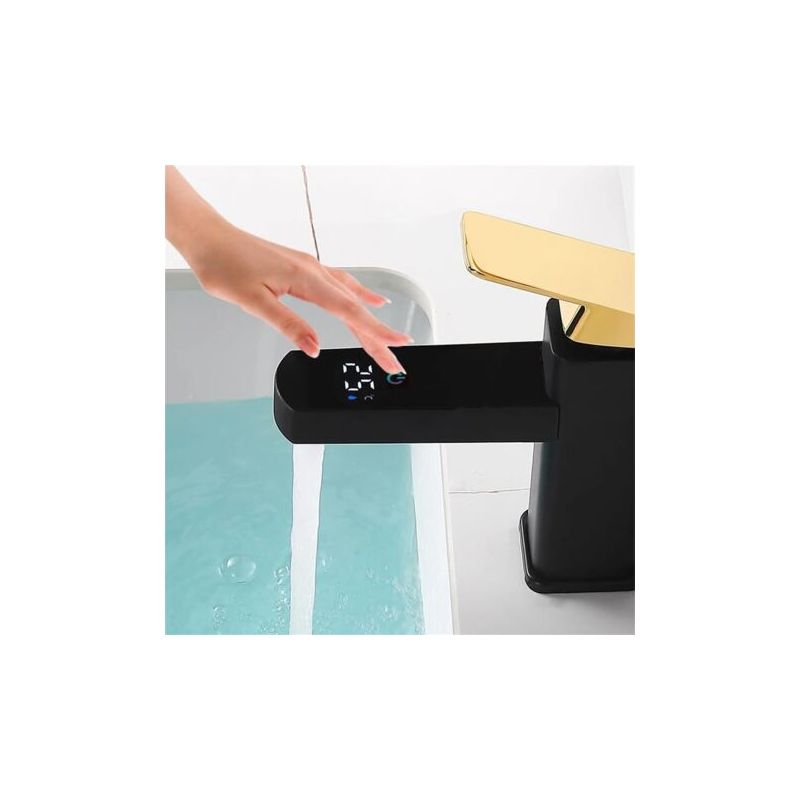 Waschtischarmatur Mit Digitaler Led-temperaturanzeige, Schwarz-goldene Badarmatur