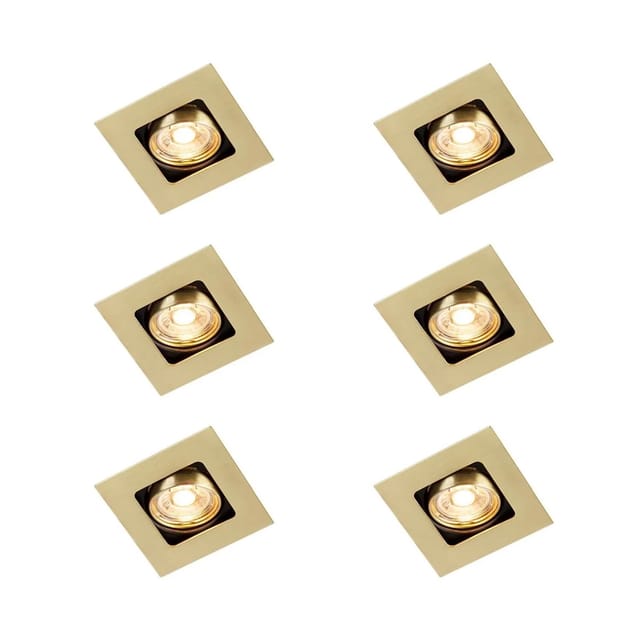Set mit 6 quadratischen Einbaustrahlern Messing verstellbar - Artemis