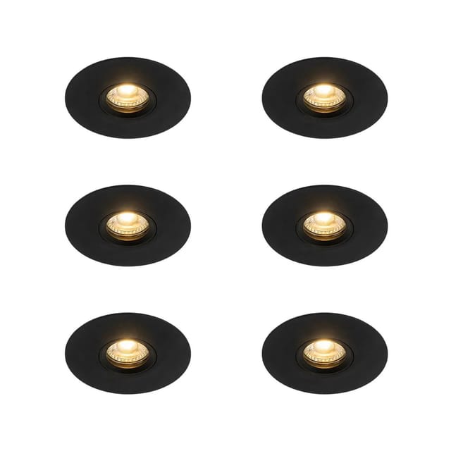 Set mit 6 Moderner Einbaustrahler schwarz 12 cm - Buco