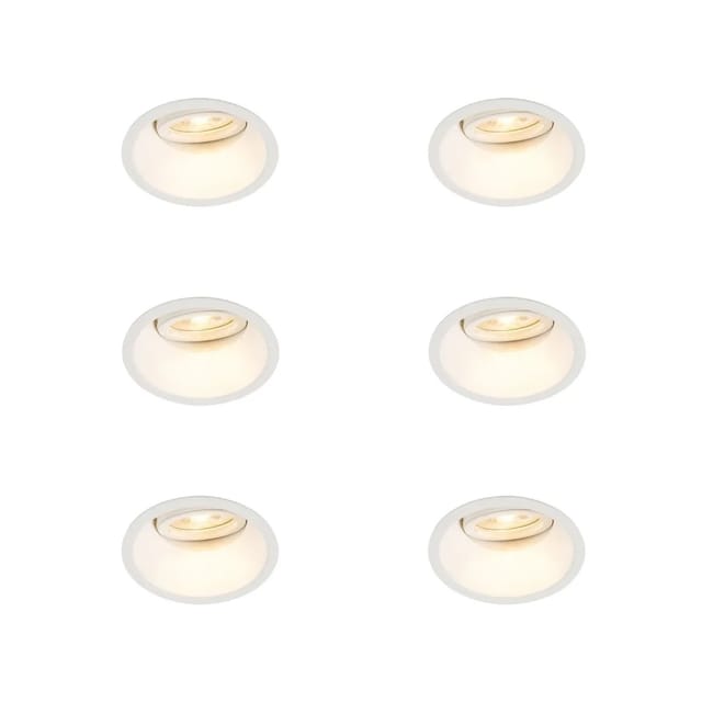 Set mit 6 Einbaustrahler weiß dreh- und neigbar - Legierung