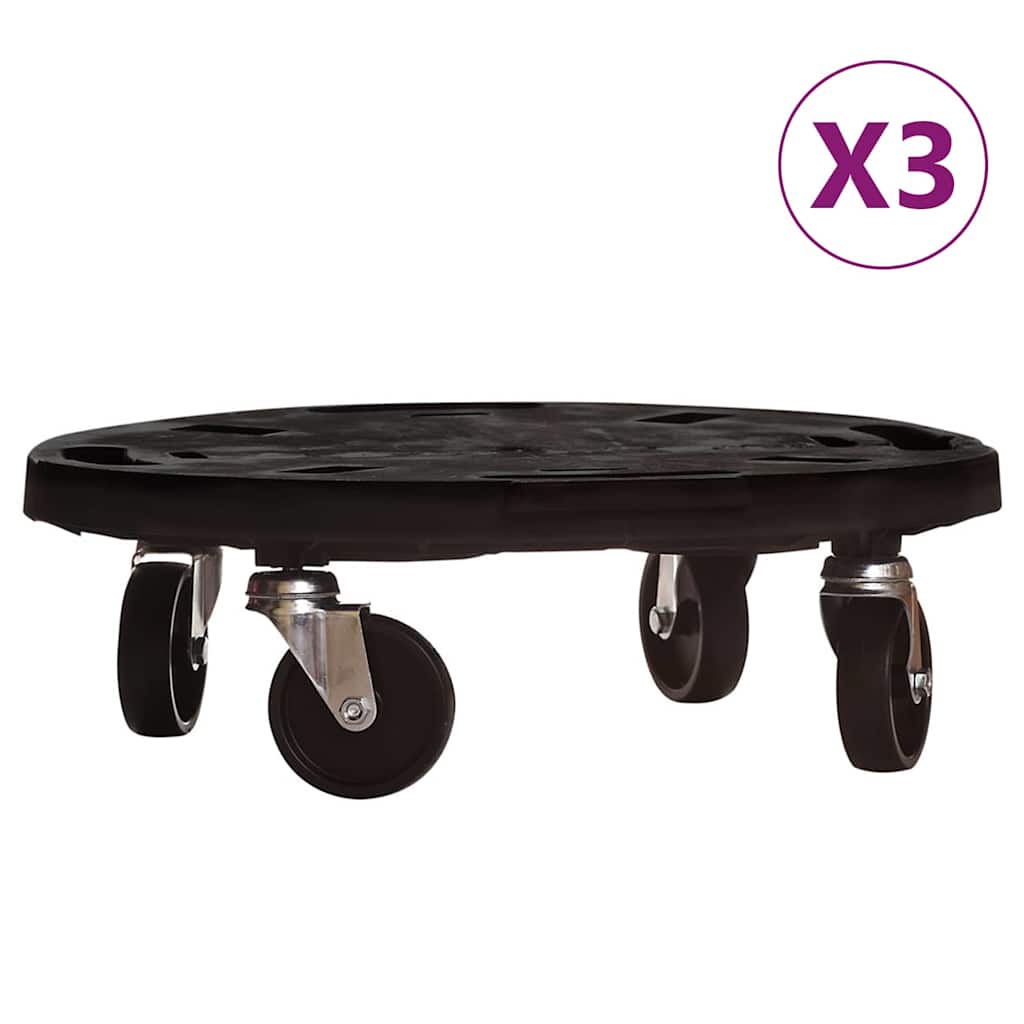 Maison Exclusive - Pflanzenroller 3 Stk. 40 Cm Durchmesser Schwar