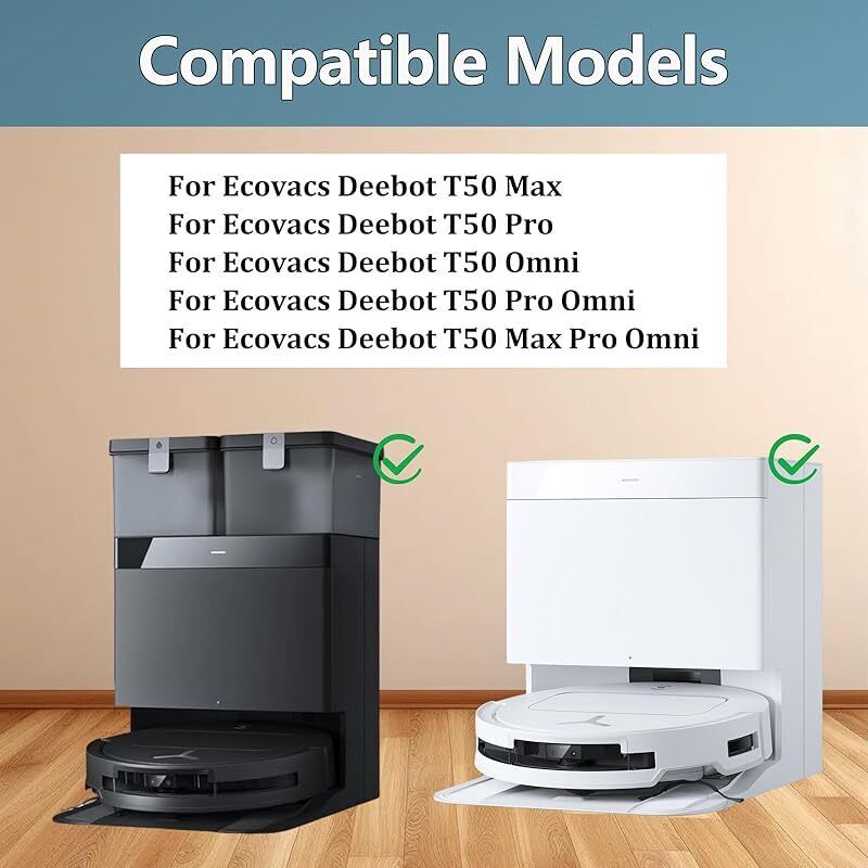 Set Mit 10 Zubehörteilen Für Ecovacs Deebot T50 Max / T50 Pro / T50 Omni / T50 Pro Omni / T50 Max Pro Staubsauger, Inklusive 4 Wischpads Und 6 Staubbeuteln