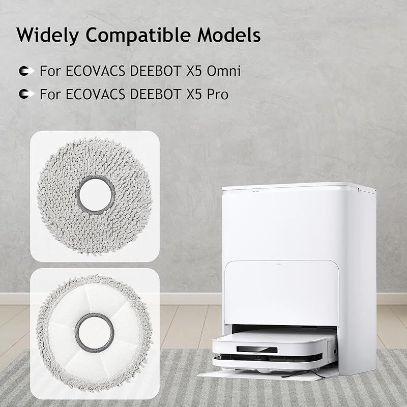 Forehill Ersatz-reinigungstücher Für Ecovacs Deebot X5 Omni / X5 Pro Saugroboter, Weiche Mikrofasertücher - 4 Stück