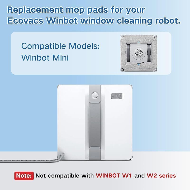 Konvolut Mit 8 Ersatz-serpillères Für Den Ecovacs Winbot Mini-glasreinigungsroboter, Mikrofaser-reinigungstücher, Wiederverwendbar Und Waschbar