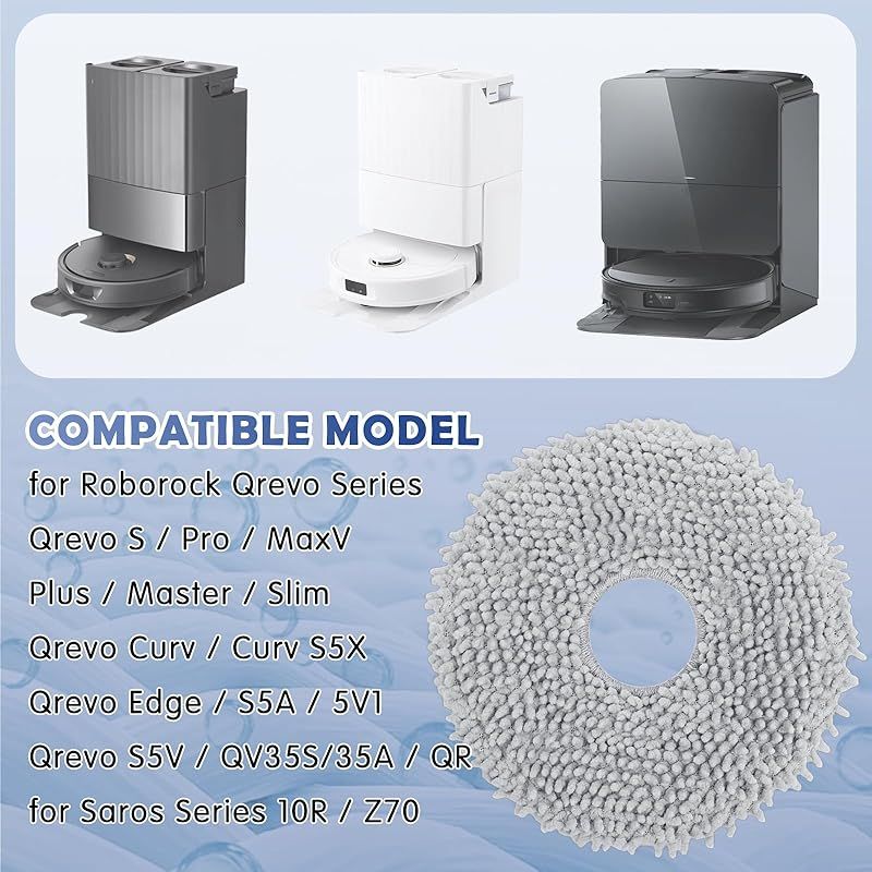 Ersatz-wischpads Für Roborock Q Revo/qrevo S/qrevo Pro/qrevo Edge/qrevo Master/qrevo Slim/qrevo Curv/qv 35a 35s/qr 598 798/saros Z70/10r Saugroboter, Wiederverwendbar Und Waschbar