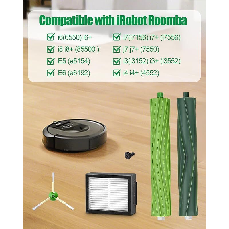Ersatzteile Für Irobot Roomba I7 I7+ J7 J7+i3 I3+ I4 I4+e5 E6 Staubsauger, Zubehör Für Roomba I/e/j Serie, 2 Gummibürsten, 8 Filter, 10 Seitenbürsten