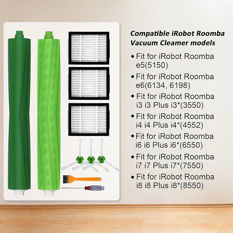 Änderungsbilder Für Den Irobot Roomba I7 I7+ I3 I3+ I4 I6 I6+ I8 I8+ E5 E6 J7 I, Serie E&ampj, 1 Lot Von Mehrflächen-brücken Aus Kautschuk, 3 Hepa-filter, 3 Seitliche Brocken