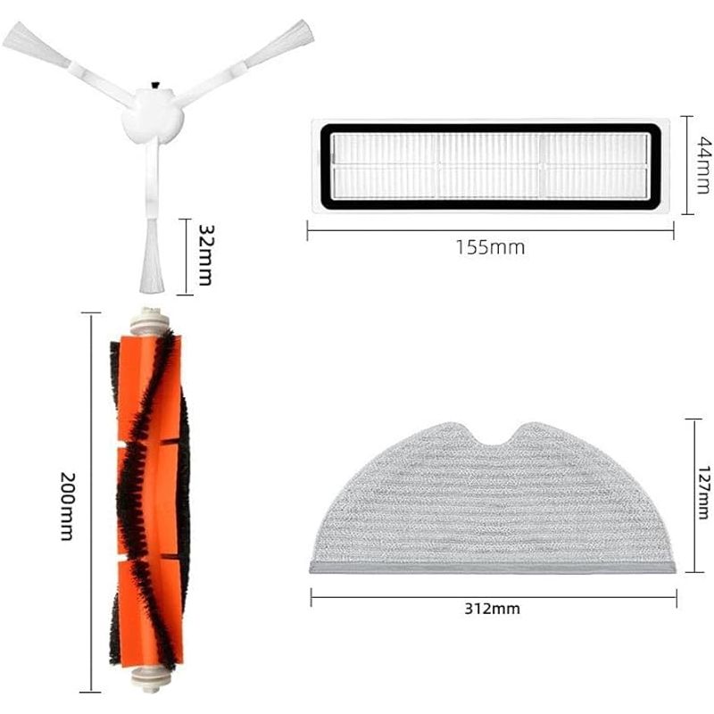Forehill Ersatzzubehörset Für Dreame D9, Dreame D9 Max Und Dreame L10 Pro Saugroboter – 15-teilig – 2 Hauptbürsten, 4 Filter, 6 Seitenbürsten, 3 Wischtücher