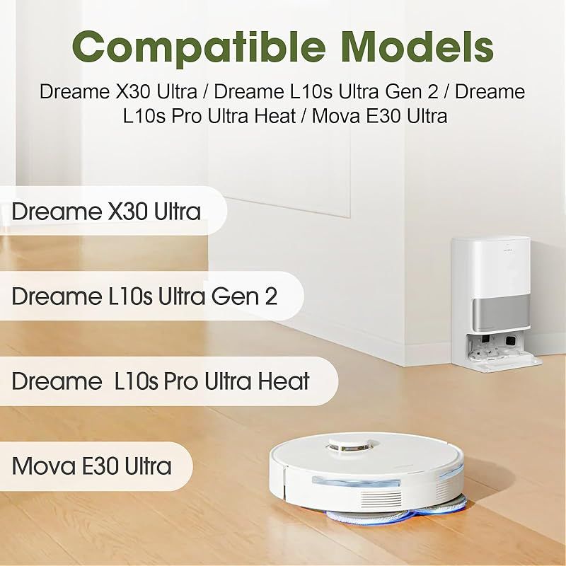 Forehill Zubehör Für Dreame L10s Ultra Gen 2/l10s Pro Ultra Heat/l40 Ultra Ae/x30 Ultra/mova E30 Ultra: 2 Hauptbürsten, 4 Staubbeutel, 4 Hepa-filter, 4 Seitenbürsten, 4 Wischpads