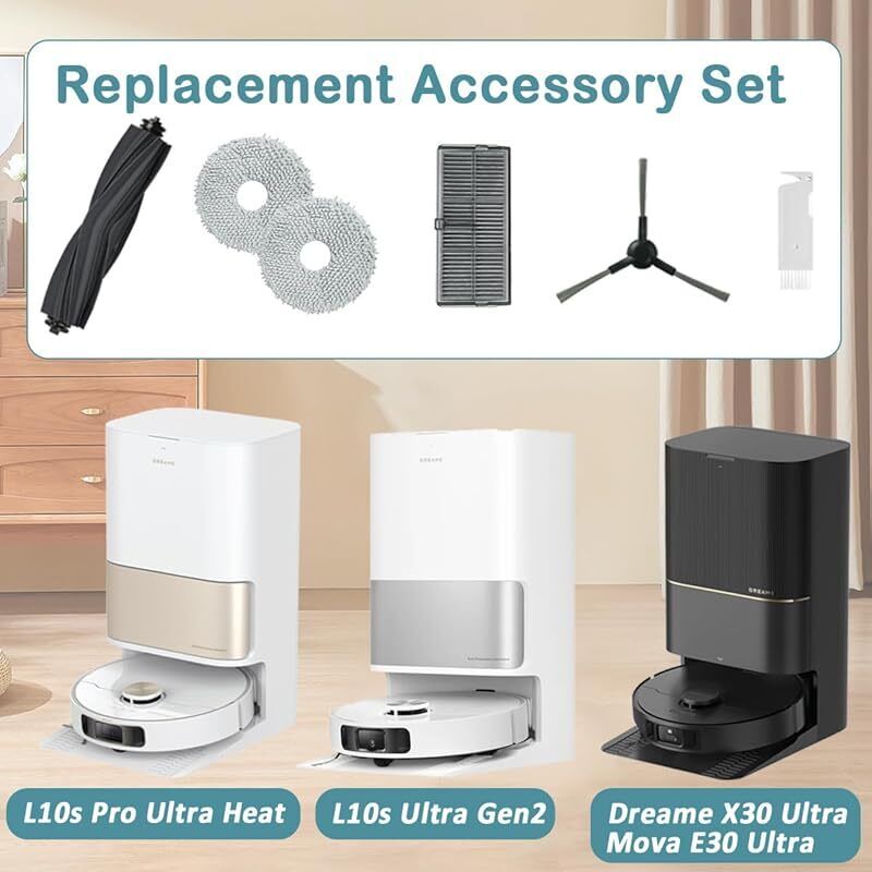 Vorderachs-zubehörset Für Dreame L10s Pro Ultra Heat/ L10s Ultra Gen 2, Teile Für Dreame L40 Ultra Ae/ X30 Ultra/mova E30 Ultra, 2 Hauptbürsten, 8 Wischpads, 4 Filter, 8 Seitenbürsten