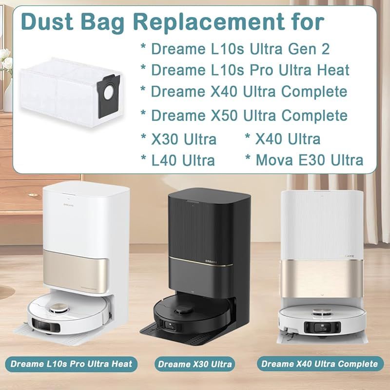 Forehill 10 Ersatz-staubbeutel Für Dreame L10s Pro Ultra Heat/ L10s Ultra Gen 2/ X40 Ultra/ L40 Ultra/ X30 Ultra/ X50 Ultra Complete/mova E30 Ultra, 3,2-liter-filterbeutel-zubehör