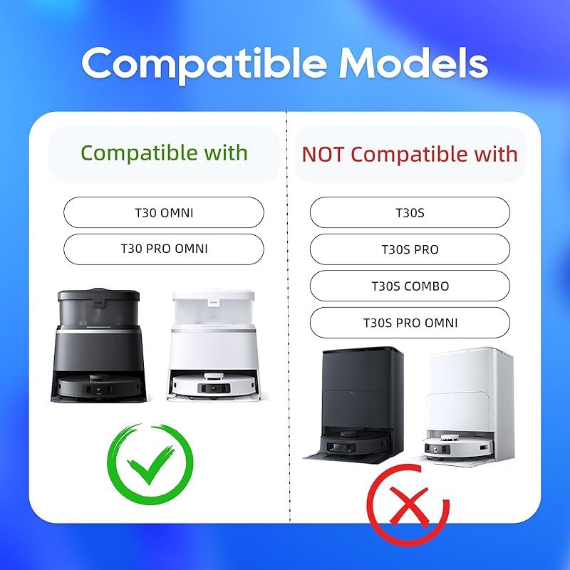 Forehill Ersatzteile Kompatibel Mit Ecovacs Deebot T30 Pro Omni / T30 Omni Zubehör, 1 Hauptbürste, 4 Seitenbürsten, 2 Filter, 6 Wischtücher, 4 Beutel (nicht Für T30s)