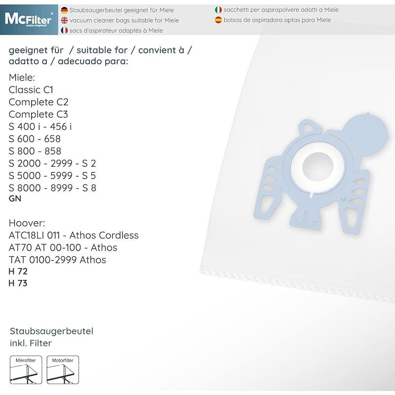 Mcfilter 20 Staubbeutel Als Alternative Für Den Miele Complete C3 Power Staubsauger, Limited Edition, Cat & Dog Powerline, Inklusive Mikrofilter, 5-lagiger Beutel Mit Seitenfalten, Typ Ms