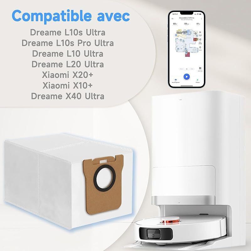 Forehill 12 Staubsaugerbeutel Für Dreame L10s Ultra / L10 Ultra / L20 Ultra / Xiaomi X10+ / Xiaomi X20+ Staubsauger, Ersatz-staubbeutel Für Dreame L10s Ultra Staubsauger, Zubehör Mit Großem Fassungsve