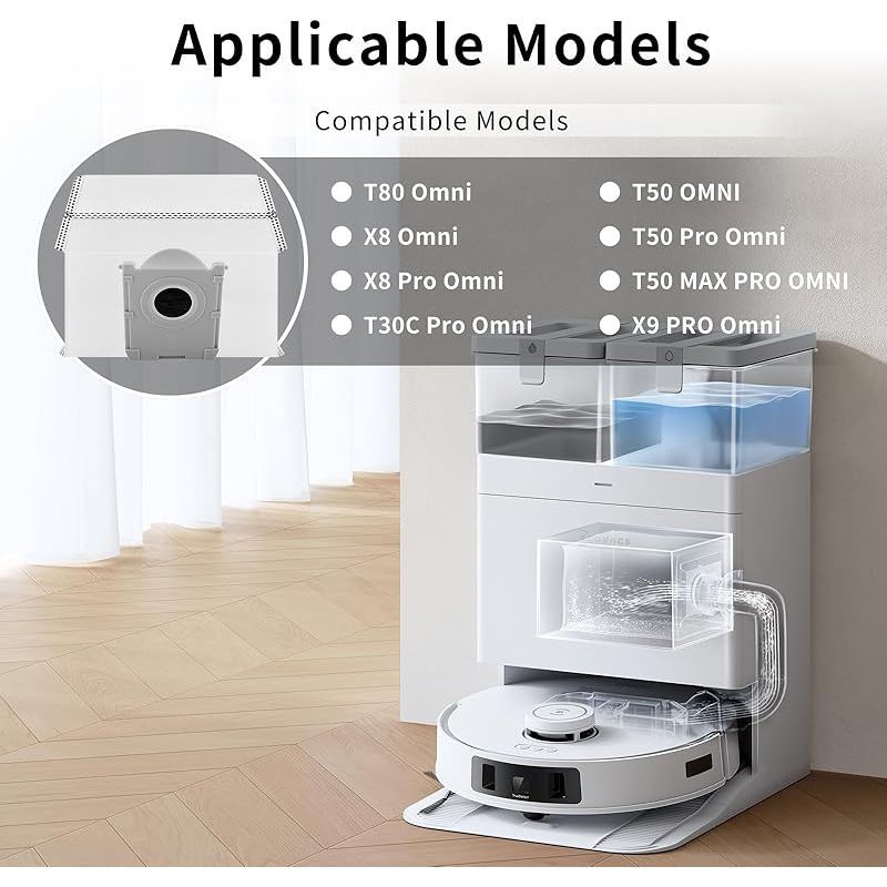 Forehill 14 Staubbeutel Für Ecovacs T80 Omni, Zubehör Für Ecovacs Deebot T50 Pro Omni, X8 Pro Omni, X8 Omni, T30c Pro Omni, T50 Omni, T50 Max Pro Omni, X9 Pro Staubsauger, 3,4 L Fassungsvermögen, Ersa