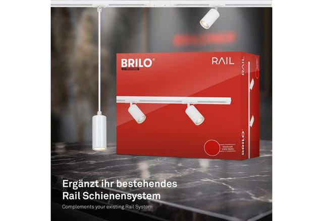 Briloner - Rail Schienensystem, Zubehör, Erweiterungskomponente, Weiß, 8,6 cm