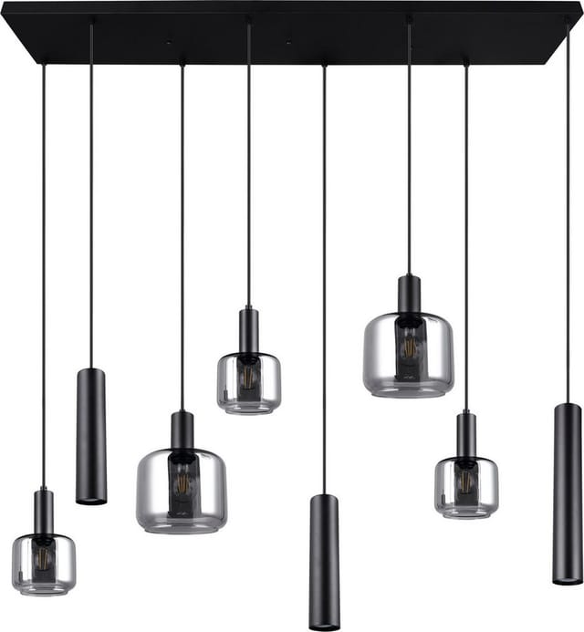Pendelleuchte mataro 8-flammig aus Metall mit Glasschirmen Chrom, b: 118cm