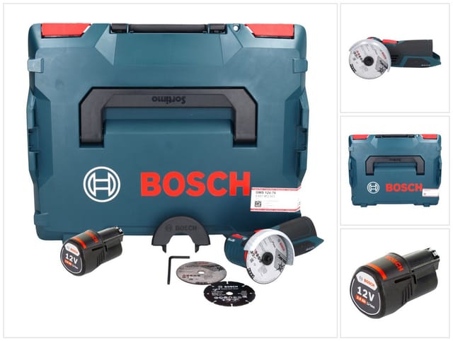 Gws 12V-76 Professional Akku Winkelschleifer 12 v 76 mm Brushless + 1x Akku 3,0 Ah + L-Boxx - ohne Ladegerät - Bosch