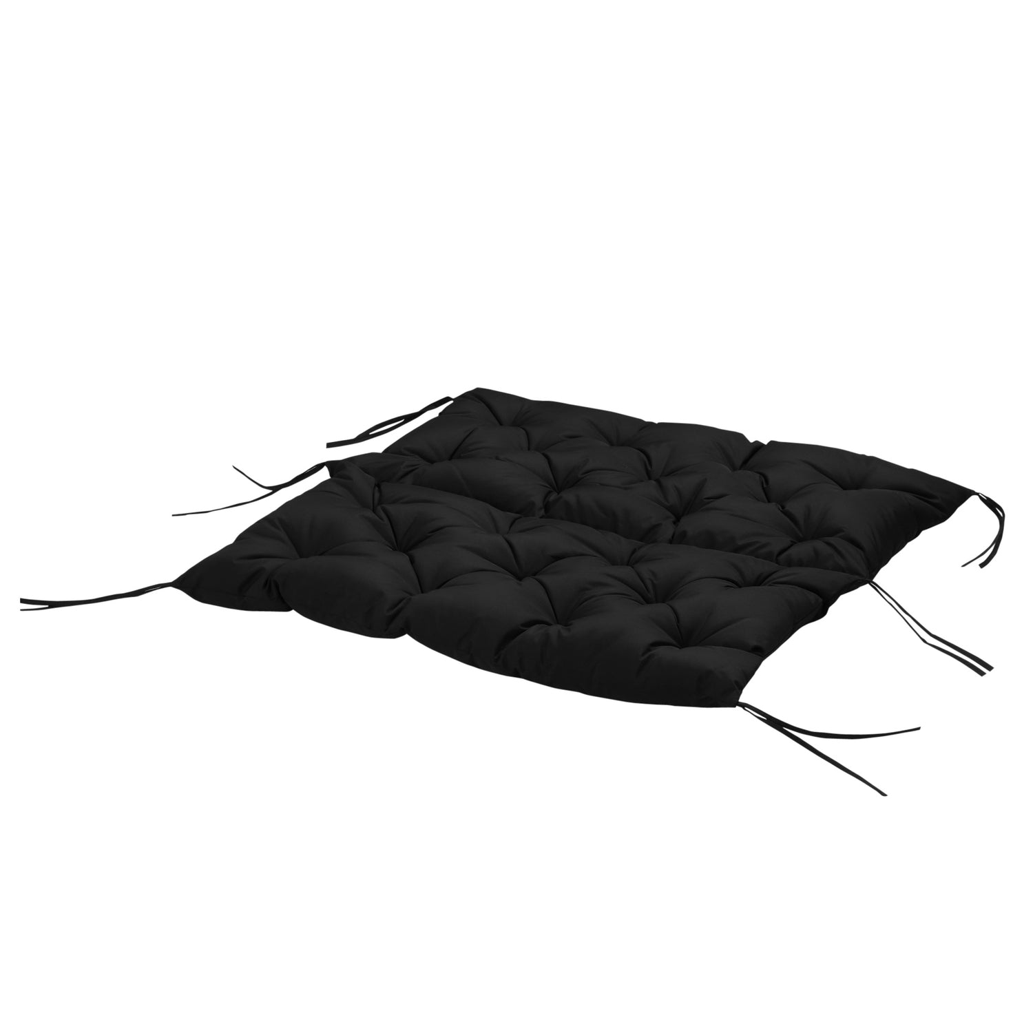 Black 3-seat Bench Cushion With Straps - 100x98x8 Cm