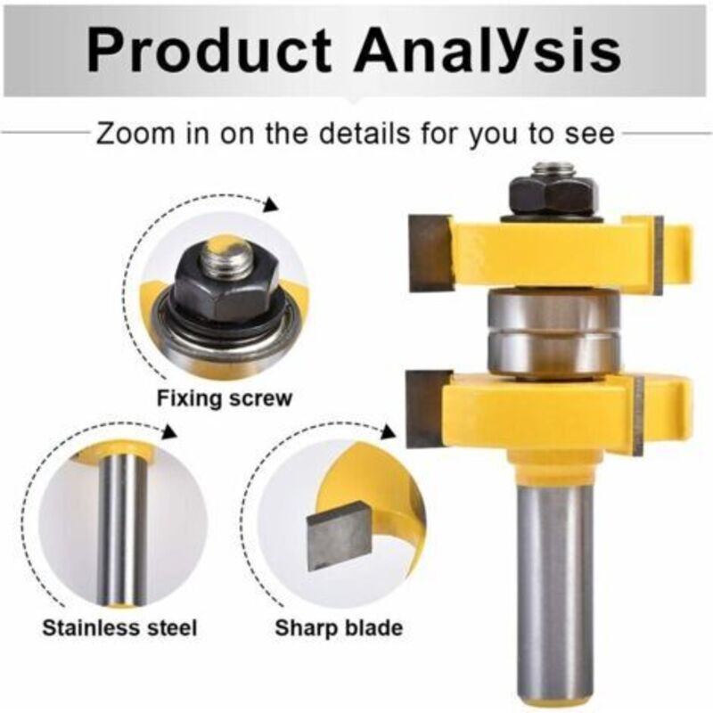 3-schneidiges T-förmiges Nut- Und Feder-fräserset – Für Hartholz Und Mdf – 12,7 Mm Schaftdurchmesser – Präziser Und Glatter Schnitt