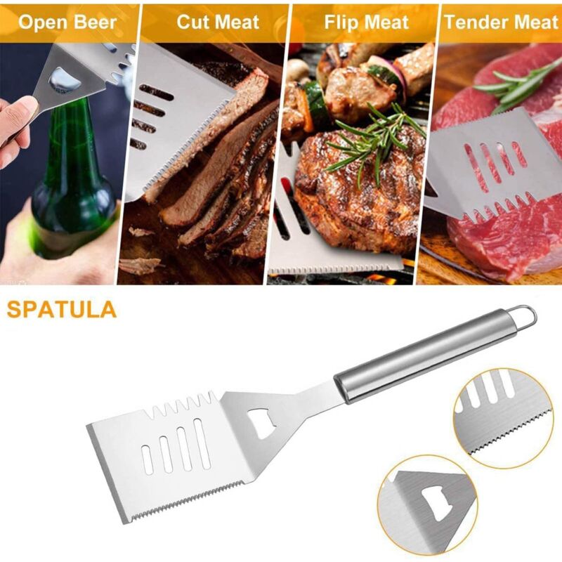26-teiliges Grillbesteck-set Aus Edelstahl Mit Tragbarem Aluminiumständer Für Reisen, Camping Und Familienpicknicks, Silberfarben