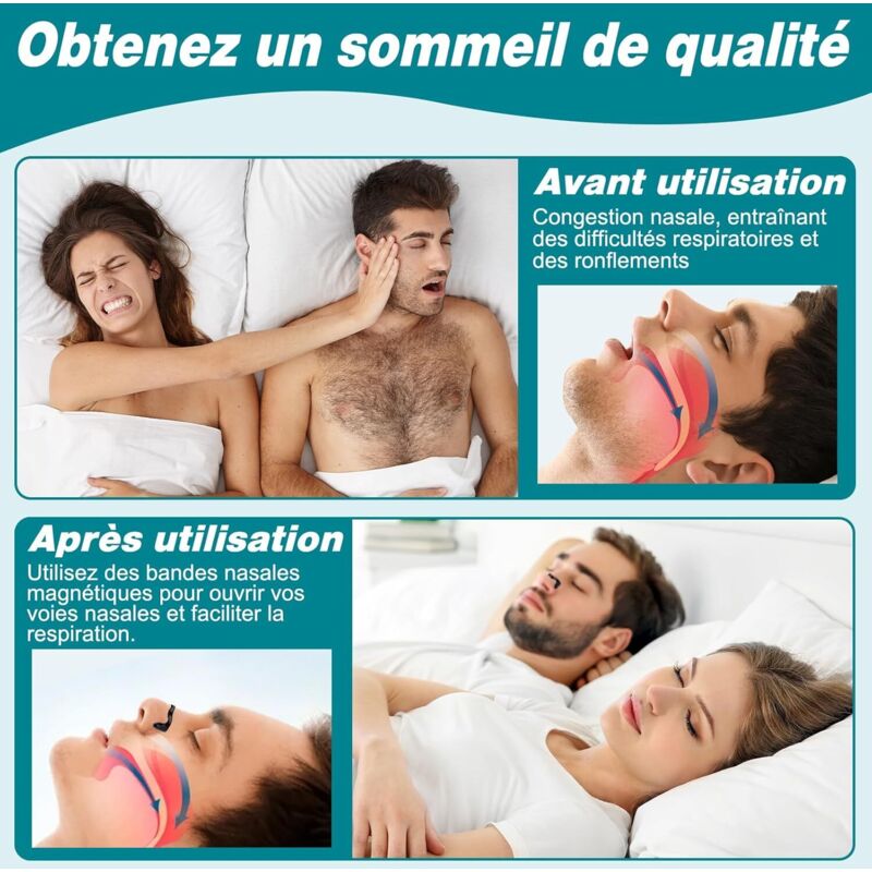 60 Magnetische Nasenpflaster – Anti-schnarch-nasenpflaster, Magnetische Atemhilfe Mit 4 Nasenclips In Verschiedenen Größen, Schweißresistent Und Hautfreundlich, Verstellbar