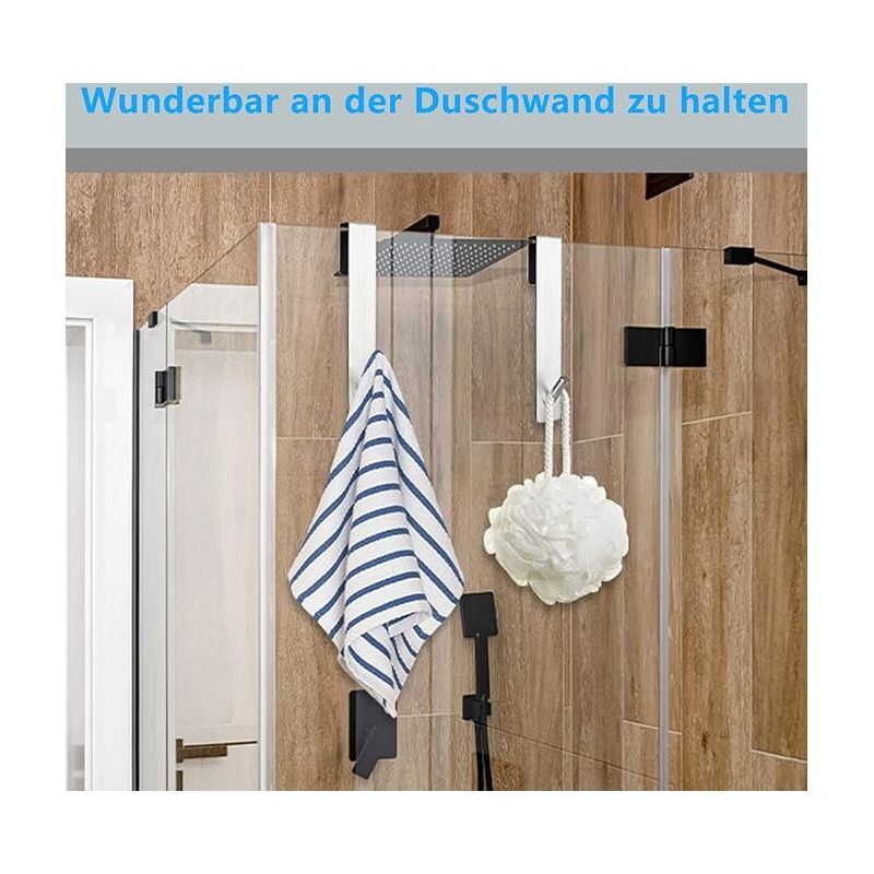 Cimown Crochets De Douche Sans Perçage - Duschtürhaken - Gehäkelter Duschhaken Aus Edelstahl - Duschhaken, Türhaken Für Rahmenlose Glasduschtüren (17,8 Cm)