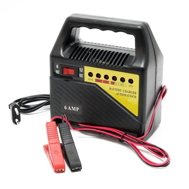 Wiltec - Batterieladegerät 6V 12V 6A Batterie und Ladegerät für Kfz, Motorräder, Rasenmäher, kleine Boote, Akkuladegerät mit Abschaltautomatik
