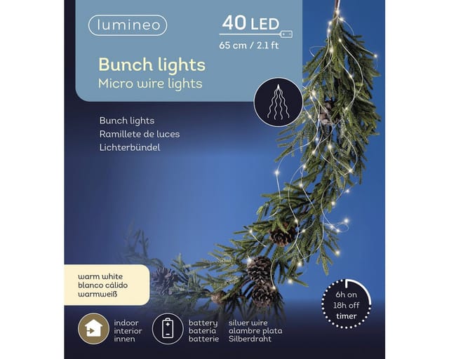 Unbekannt - Lumineo Batterie Micro led Lichterkette Lichterbündel 65 cm 40 Lichter warmweiß