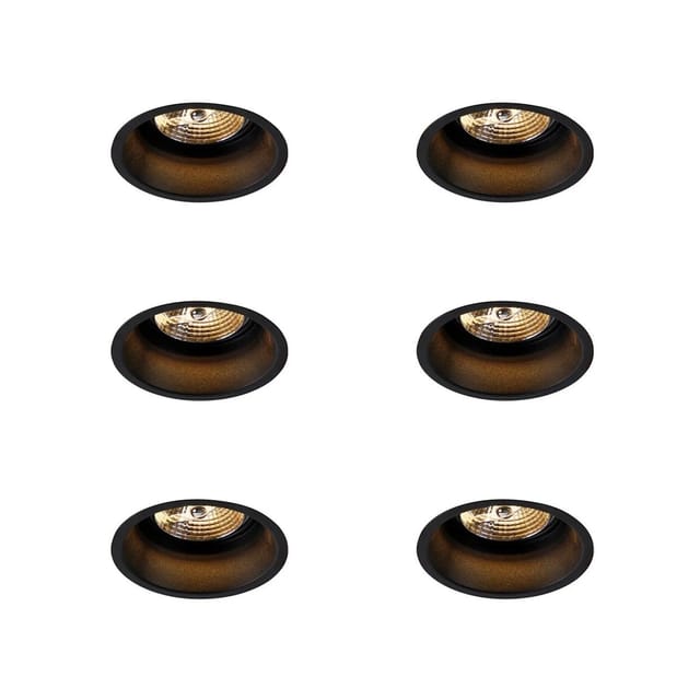 Set mit 6 modernen Einbaustrahlern schwarz AR70 - Dept