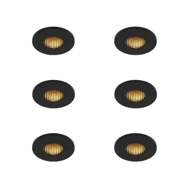 Set mit 6 modernen Badezimmer-Einbaustrahlern schwarz IP54 - Shed Honey